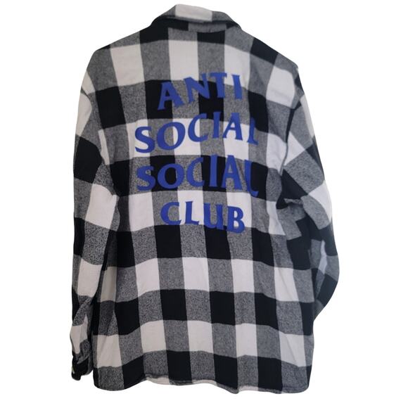 Anti‎ Social Social Club Sz Medium Flannel Plaid Button Up Long Sleeve Casual - Picture 2 of 9